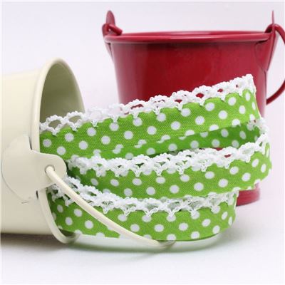 Crochet Edge - Lime/White Spot